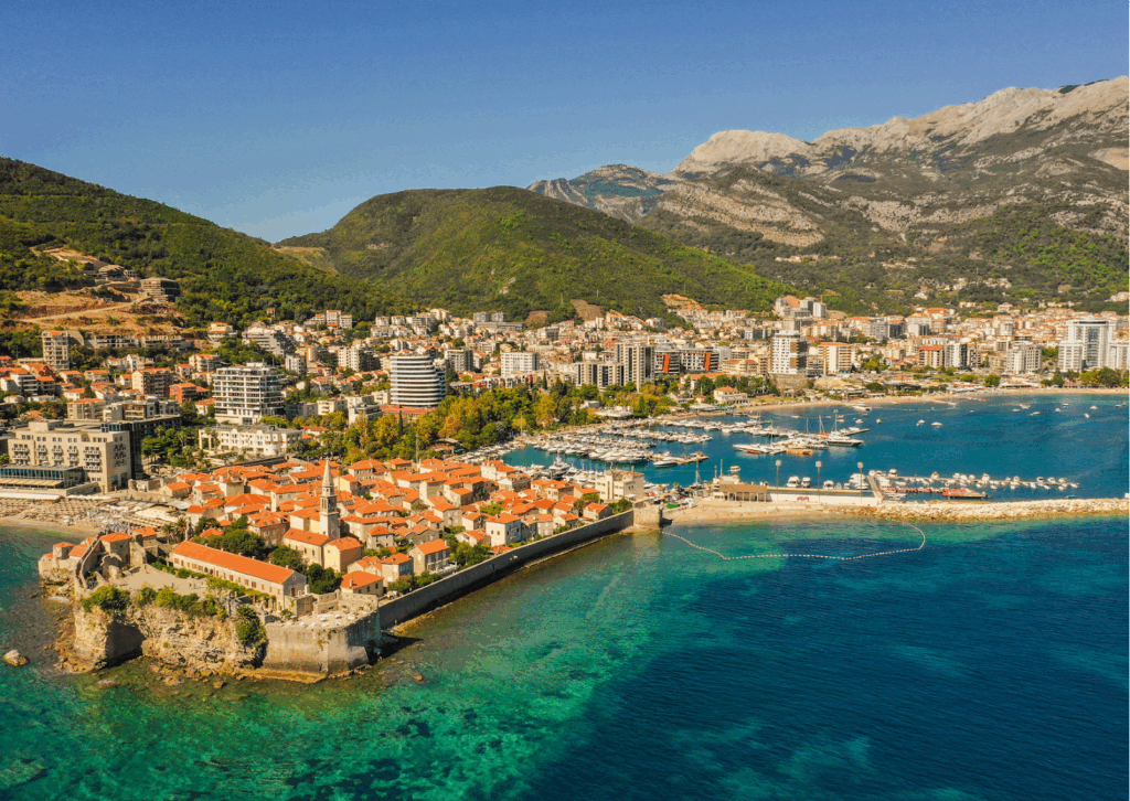 Image of a seaside town in Montenegro, where you can get easy citizenship through permanent residency.
