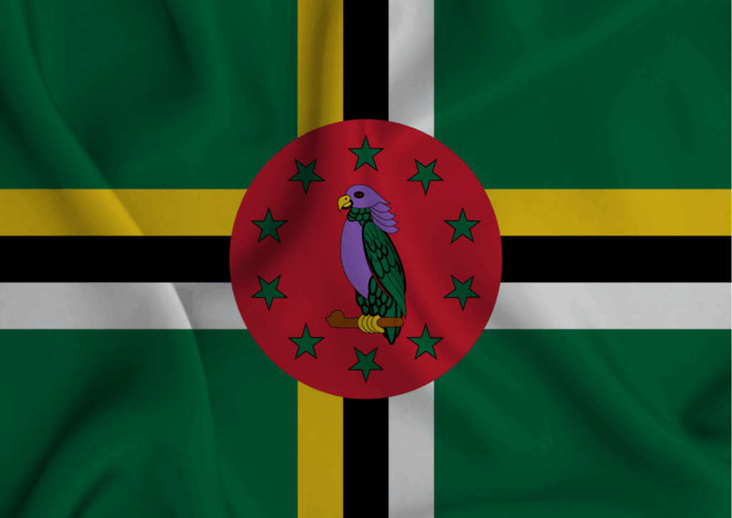 Picture shows the flag of Dominica.