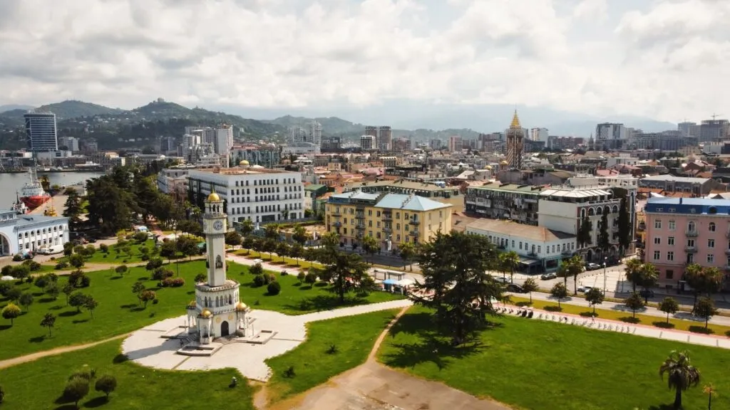 Drone photography of Georgia, one of the European countries that offers a digital nomad visa.