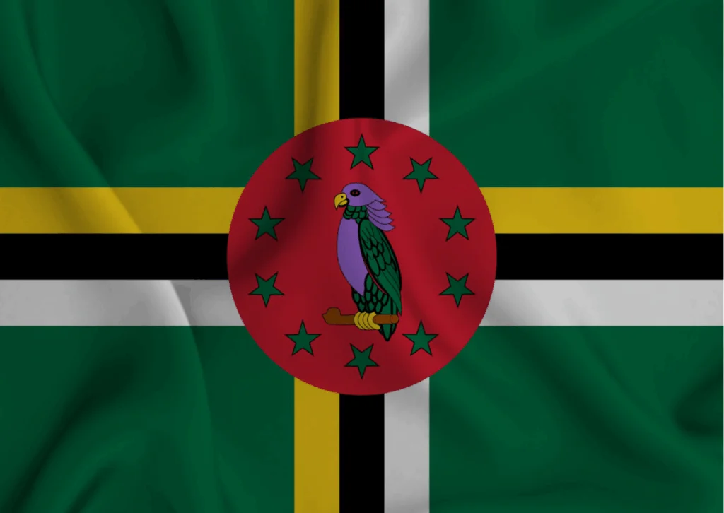 Picture shows the flag of Dominica.