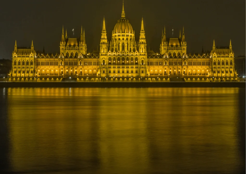 Image of Hungarian Parliament Building, located in Budapest.